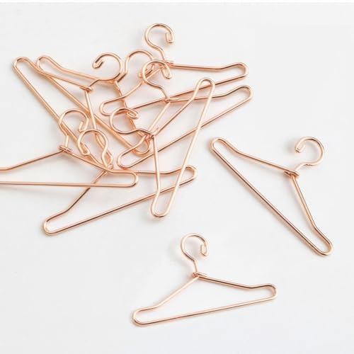 Grucce in filo metallico in miniatura (10 pezzi): scala 1/12 per armadio casa delle bambole (oro rosa)