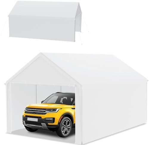 Froadp Carport Zelt 4x6 m – Lagerzelt, Weidezelt & Zeltgarage – Stabiler Unterstand mit PE Plane, UV-beständig & wasserdicht – ideal für Auto, LKW, Garten & Werkstatt (Weiß)