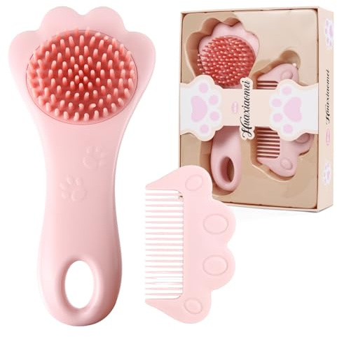MEGAVOW Set med Babyhårborstar, Babyduschborste, Silikonmassageborste, Babykam, Babyhårborste och Kam Set, Babyborste för Vagga, Nyfödd Hårborste