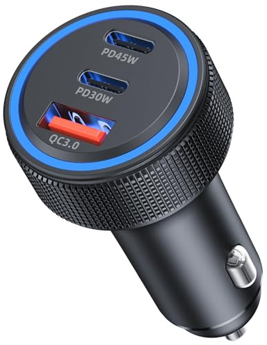 3 Porte Accendisigari Usb,93W Total Presa Caricatore Auto Usb C PD&QC3.0, Ricarica Rapida per iPhone iPad Samsung Huawei Xiaomi Tavolettaetc