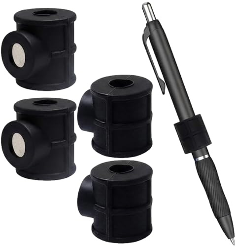 NHCDFA 4 Magnetic Pen Holder for Fridge, Magnetic Pen Holder, Practical and Handy, Ideal for Home Organizers and Note - Takers,Black