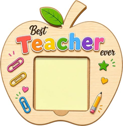RUQVKWLA Wooden Apple Sticky Note Holder,Practical Thank You Teacher Gifts | Crafted from natural wood, this apple-shaped desk accessory keeps sticky notes organised for daily classroom planning