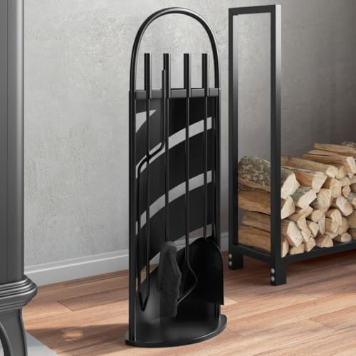 sephironlbb Juego de 5 utensilios para chimenea de acero con estructura de 23 x 15 x 66 cm, incluye atizador, pinzas, escoba, pala para cenizas, ideal para chimenea, estufa de leña, estufa de suecos