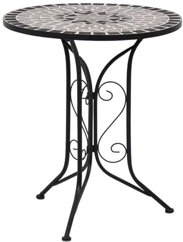 Holekex Mosaico de cerámica y hierro pulverizado, 60 cm de diámetro, para balcón, terraza, exterior, fácil de limpiar, como mesa auxiliar para decoración de café y plantas