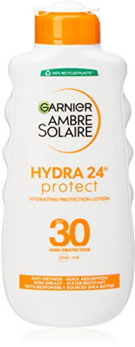 Garnier Ambre Solaire Hydra 24 Hour Protect Hydrating Protection Lotion SPF30, High Sun Protection Factor 30, Water Resistant Sunscreen, With Shea Butter, UVA & UVB Protection, 200ml