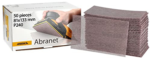 Mirka Abranet Bande abrasive en filet 81x133 mm autoagrippant/grain P240 / 50 pces/pour poncer le bois, le mastic, la peinture, le plastique / 5417805025