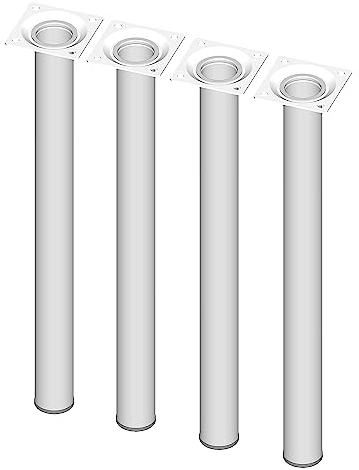Element System 18133-00268 Möbelfuß rund – Stahlrohrfuß, ideal als Tischbein für die Gestaltung individueller Möbelstücke – Ø 30 mm, Weiß, Länge 400 mm, 4 Stück