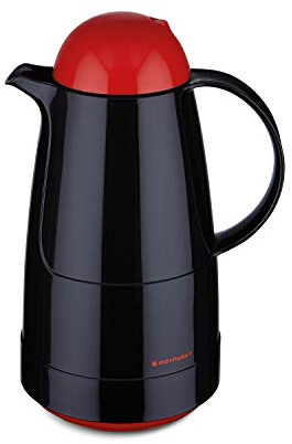 ROTPUNKT Isolierkanne 210 CHRISTINE 1,0 l | Zweifunktions-Drehverschluss | BPA Frei- gesundes trinken | Made in Germany | Warm+Kalthaltung | black/electric cardinal