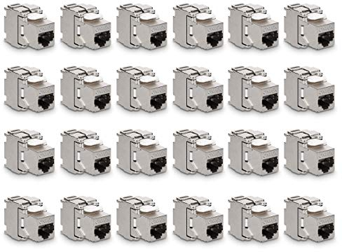 kwmobile Keystone Module Jacks - 24 Piece CAT6A Shielded Keystone Jack RJ45 Cat 6A Ethernet Module 10 Gbit with Shielded Metal Housing