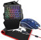 MFTEK Juego de teclado y ratón para juegos con una mano, versión de teclado PUBG de 35 teclas, sensación mecánica cableada, medio teclado retroiluminado arcoíris, soporte de muñeca RGB (tamaño S, una