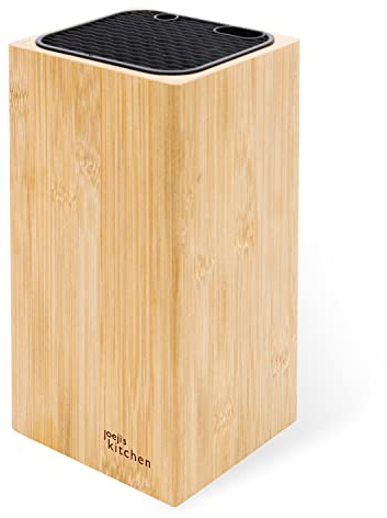 Joejis porta coltelli cucina con fessure per forbici e asta di affilatura ceppo coltelli universale in bambù ceppo coltelli legno facile da pulire senza coltelli
