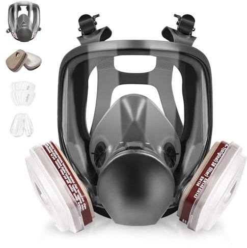 6800 heltäckande andningsmask för ansikte – återanvändbar andningsskydd, gasmask med 6001CN aktiverat kolluftfilter, lämplig för målning, damm, epoxiharts, kemikalier, organisk gas, svetsning