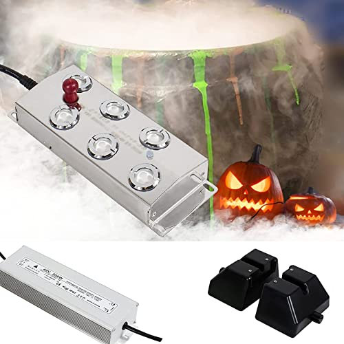Fabricante De Niebla Generador De Niebla Ultrasonico Mist Maker Nebulizador De Acero Inoxidable con Una Boya Y Transformador para Jardinería, Estanque, Hidroponía, Paisaje,6 Heads