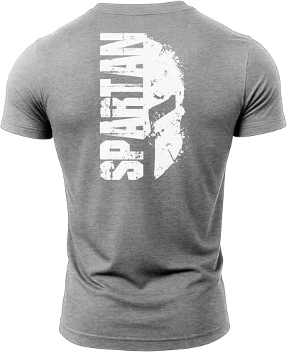 GYMTIER Spartan Split Helmet Men's Gym T-Shirt Bodybuilding Training Workout Lifting Top Clothing, Sport Grey, XXL