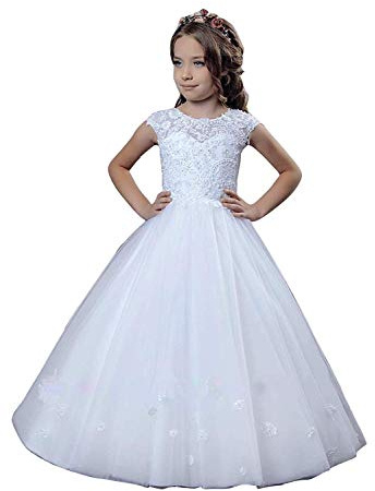 Vestido de primera comunión, vestido de encaje para bautizo, para niñas de 7 a 16 años, dama de honor, boda