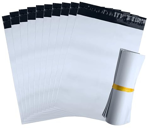 iboo - 100 enveloppes 40 x 50 cm blanches opaques plastique, pochettes d'expéditions, Solide, inviolable et imperméable - Lot de 100