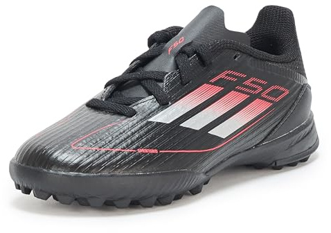 adidas F50 League Turf Unisex Kids Trainers, Black Metallic Iron Lucid Red, 12 UK