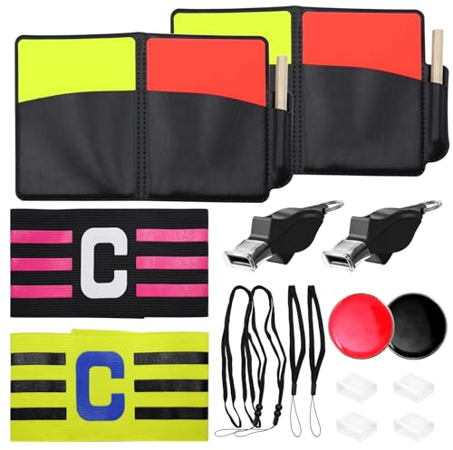 WestCH Schiedsrichter Set, Schiedsrichter Pfeifen FußBall Schiedsrichter Karten Set, Rote und Gelbe Karte Fussball mit Kapitänsbinde für Trainer Fußball Fußballspiel Basketball