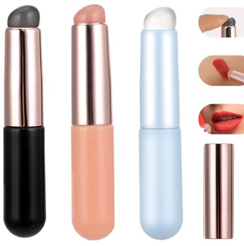3 Pcs Silicone Lip Brush for Lipstick, Reusable Makeup Applicator for Balm, Gloss, Stick and Concealer