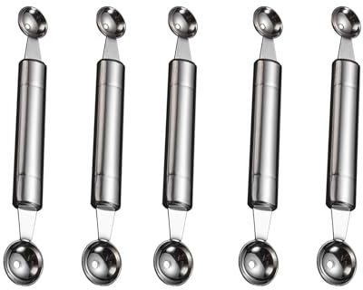 Limeow 5 Pcs Cuillere Melon Boule Cuillère à Melon Coupe Pasteque et Melon Il Peut Être Utilisé pour Fabriquer Toutes Sortes de Boules de Fruits Comme le Melon la Pastèque le Kiwi la Crème Glacée etc