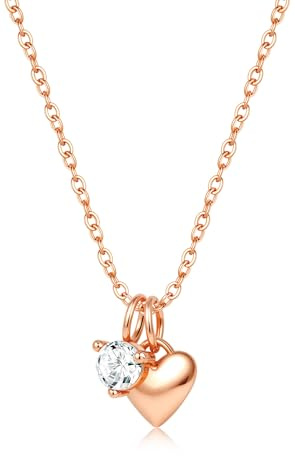 LOLIAS Collar Mujer Plata Colgante Corazon Collar Cadena Collares Oro Rosa Mujer Niña