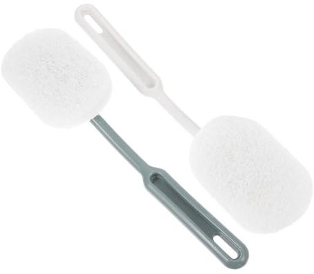 2 spugne da bagno con manico lungo per la pulizia della vasca da doccia (verde e bianco)