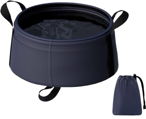 Ruwshuuk Bassin de Lavage Portable - Évier Portable De Camping,Bac De Lavage Pliable pour Cuisine, Bébé, Voyage Et Bain De Pieds avec Panier Rangement