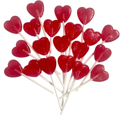 CAPTAIN PLAY Pack Économique Cœurs Déco – 20 sucettes cœur emballées individuellement, 140g – Idéal mariage & Saint-Valentin, cadeaux invités mariage