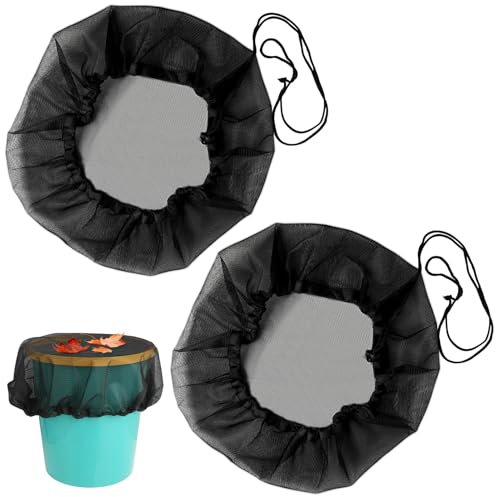 2 Pièces Filet pour Citerne de Pluie 60 cm, Filet Protection Housse avec Cordon de Serrage, Housses en Maille Tonneau Pluie Réglable, Contre Les Feuilles Poussière, Les Moustiques