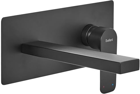 Grifo monomando de latón empotrado para lavabo en pared negro Dichato