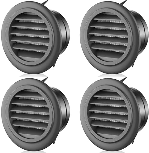 4 Pack 4 Inch Soffit Vent for Exhaust Fan with Built-in Mesh Screen, Black Round Soffit Exhaust Vent Cover ABS Louver Grille Cover, Eve Dryer Vent for Bathroom Office Kitchen (4 pack 4in-black)