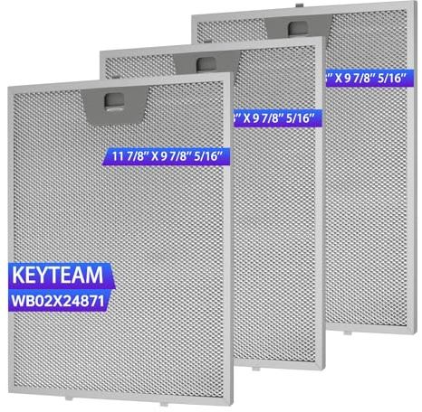 3 Pack-GE Range Hood Filter Replacement WB02X24871,(11-7/8×10-1/5×5/16 Metal Grease Filters), Compatible with GE JVW5361EJ1ES JVW5361EJ2ES JVW5361SJSS JVW5361BJ1TS