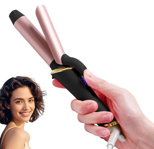 OKWRAP Mini Fer a Boucler 25 mm, Mini Lisseur de Voyage, Boucleur à Cheveux, Fer a Lisser pour Cheveux Courts avec 5 Températures PTC Chauffage Rapide Céramique Curling Iron Double Tension