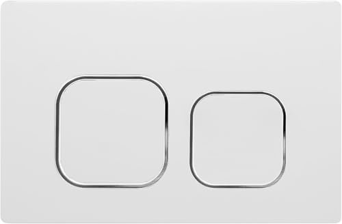Mendorio Placa de Accionamiento WC, Compatible con Geberit, Sigma, UP300 y UP320, Función de Doble Descarga, Incluye Kit de Palanca de Descarga y Marco de Instalación. (Blanco&Cromado)