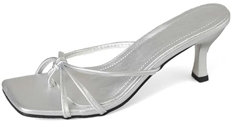 Generisch Tongs pour femme avec talon haut - 5 cm - Bout carré - Élégantes - Chaussures de soirée - Chaussures d'invité de mariage - Mules françaises - Sexy - Sandales pour cocktail
