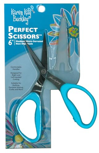 Karen Kay Buckley® Perfect Scissors™, Medium 6-inch #KKBPSM Micro-Serrated Non-Slip Blades for Appliqué, Fabric Trimming, Quilting, Sewing, Patchwork, Crafts. Sharp Blades Grip and Cut Many Layers
