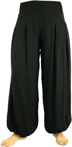GURU SHOP Boho Pluderhose, Muckhose, Haremshose - Schwarz, Damen, Size:L/XL