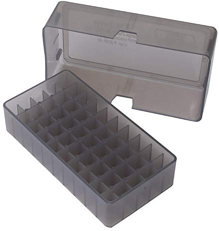MTM 50 Round Slip-Top Handgun Ammo Box 44/45 Cal (Clear Smoke)