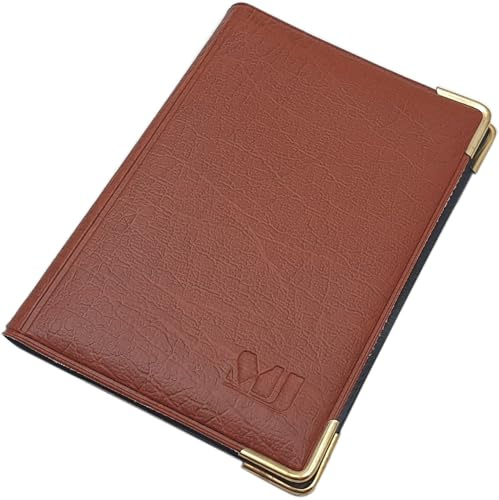 Exclusives Ausweisetui/Ausweishülle/Kreditkartenetui mit Schutzecken aus Metall 12 Fächer MJ-Design-Germany Made in EU Designs (Design 4 / Braun)