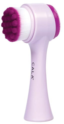 CALA Dual-Action Facial Cleansing Brush (Purple), Superfine Soft Bristles Deep Clean Pores, Removes Blackheads, Oil & Long-Wear Makeup, Water-Resistant Shower Use, All Skin Types