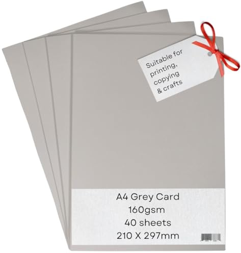 A4 grått kort pappersskrivare – 160 gsm 40 ark – färgat hantverkskort – lämplig för hantverk, tryck, kopiering, kopieringsverktyg