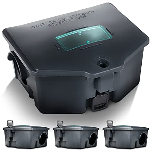 Gardigo Köderbox Ratten und Mäuse - 4er Set | Köderstation für Rattengift Mäusegift und Mausefallen | Verschließbar und mit Sichtfenster | Zum Fangen von Ratten und Mäusen für Haus und Garten