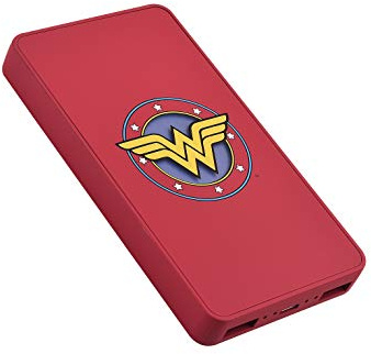 EMTEC Power Bank U900, 5000 mAh, tragbare Backup-Batterie, 2 USB-A-Anschlüsse: 5 V/2 A, Micro-USB, Ladekontrolle und Überhitzungsschutz, DC Comics Wonderwoman, Rot