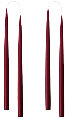 Kunstindustrien® Tapered Candles, Made in Denmark, 42 Colours Available, Dripless & Smokeless Dinner Candles, Candles Long Burning 15 Hours, Unscented Candle Gift Set, 4pcs. 2.2x35cm (Light Bordeaux)