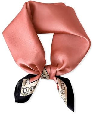 LumiSyne Sciarpe Di Seta Donna Piccolo Foulard Quadrato Stampata Catena Vintage Tinta Unita Morbido Leggera Bandane Fascia Per Capelli Fazzoletto Wristband Decorazione Copricapo