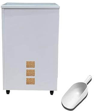 FLOMAR - Porta Pellet da Interno con Ruote - Contenitore in Metallo Verniciato a Fuoco Bianco