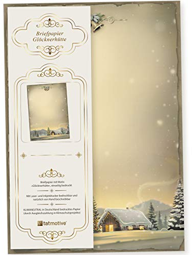 Glöcknerhütte 100 Blatt Briefpapier Weihnachten, Weihnachtsbriefpapier Weihnachtspapier A4 Nostalgie