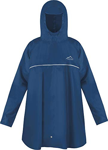 normani Kinder Regenponcho Regenjacke mit Ärmeln und Kapuze - 12.000 mm Wassersäule und 3M™ Scotchlite™ Reflektor - Regencape für Junge und Mädchen Farbe Navy