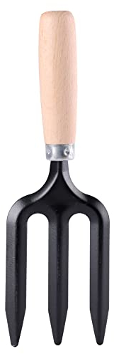 Garronda Mini-Gartengabel mit Buchenholzgriff für den Garten GD-0005 (Gartengabel, Schwarz)