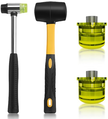 SPORWAY 2 Stücke Gummihammer: Doppelkopf Pflasterhammer, Schonhammer mit Rutschfestem Gummigriff, Gummi Hammer mit 2 Ersatz Hammerköpfen, für Keramikfliesen, Holz, Kunsthandwerk